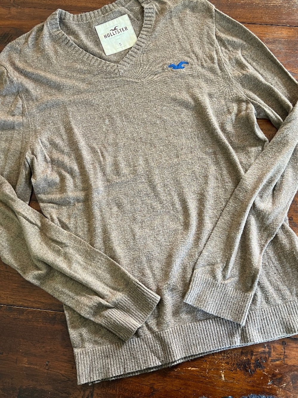Y2K Hollister Brown Lightweight Knit V-Neck Sweater S